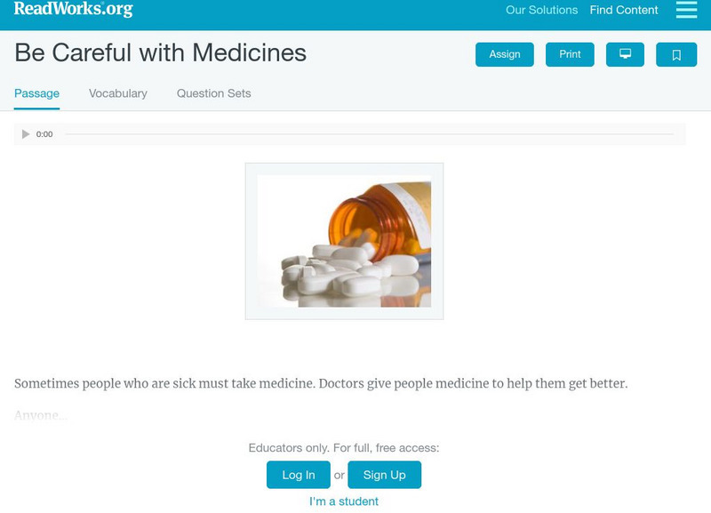 Read Works: Be Careful With Medicines Unknown Type Read Works: Be Careful With Medicines Unknown Type
