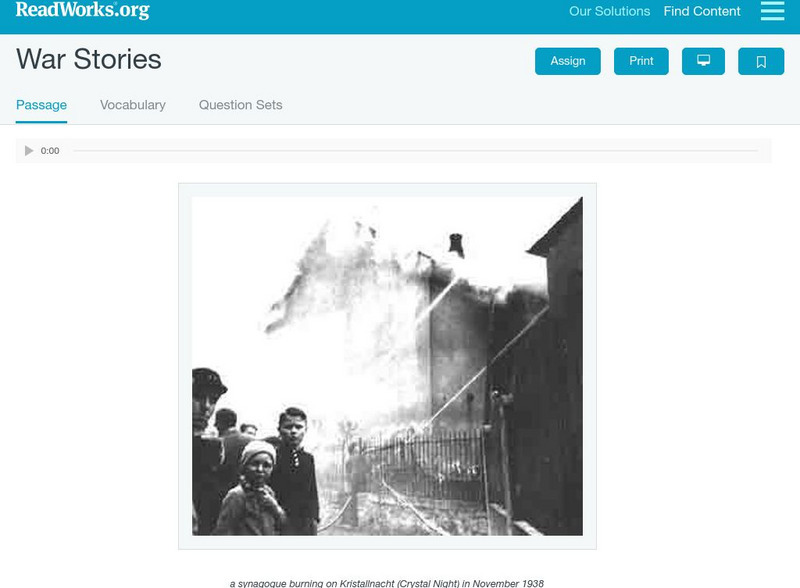 Read Works: Passages: "War Stories" Primary Read Works: Passages: "War Stories" Primary