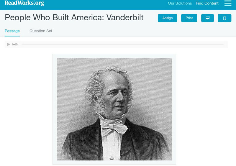 Read Works: People Who Built America: Vanderbilt Article Read Works: People Who Built America: Vanderbilt Article