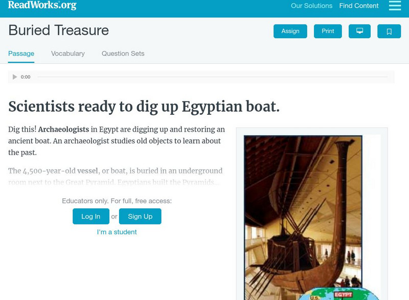 Read Works: Buried Treasure Article Read Works: Buried Treasure Article