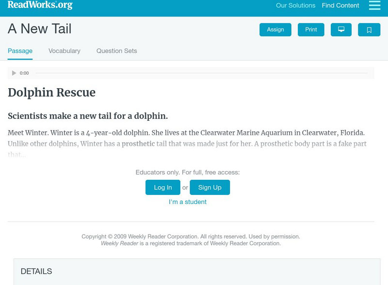 Read Works: A New Tail Article Read Works: A New Tail Article