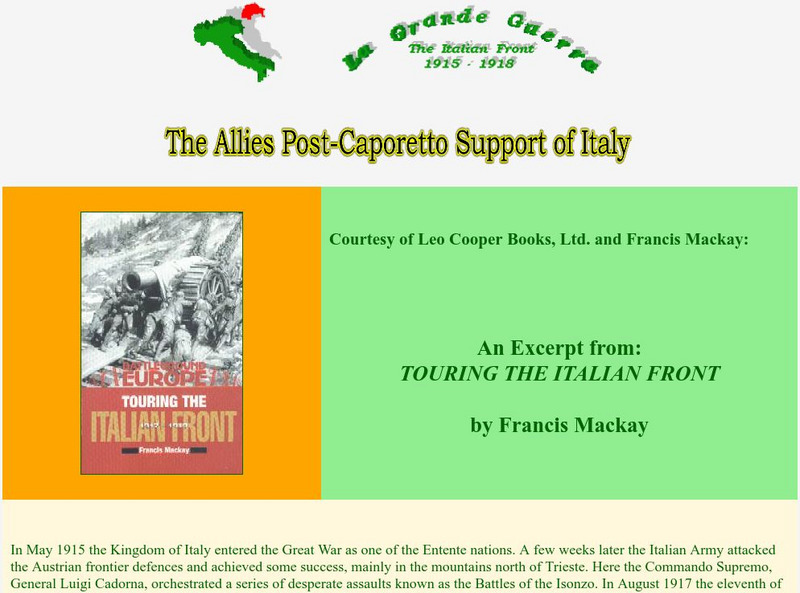 Worldwar1.com: Great War Society: The Allies Post Caporetto Support of Italy Article