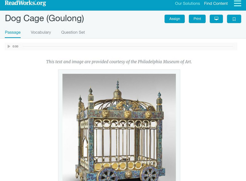 Read Works: Dog Cage (Goulong) Unit Plan Read Works: Dog Cage (Goulong) Unit Plan