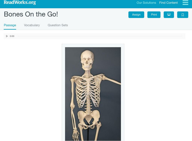 Read Works: Bones on the Go! Activity Read Works: Bones on the Go! Activity