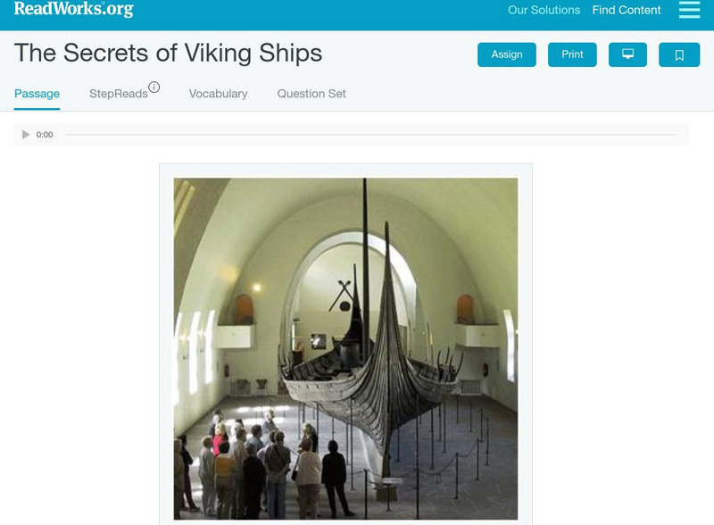 Read Works: The Secrets of Viking Ships Activity