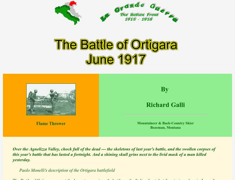 Worldwar1.com: Great War Society: La Grande Guerra: The Battle of Ortigara June 1917 Article