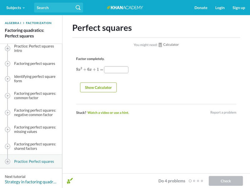 Khan Academy: Perfect Squares Unit Plan Khan Academy: Perfect Squares Unit Plan