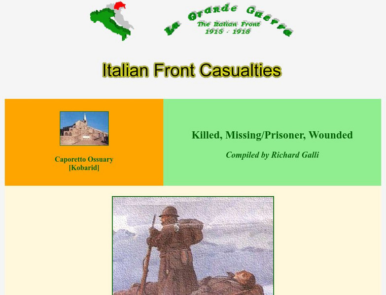 Worldwar1.com: Great War Society: La Grande Guerra: Italian Front Casualties Handout