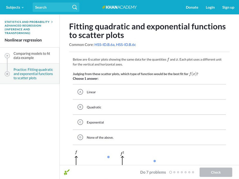 Khan Academy: Fitting Quadratic and Exponential Functions to Scatter Plots Unit Plan