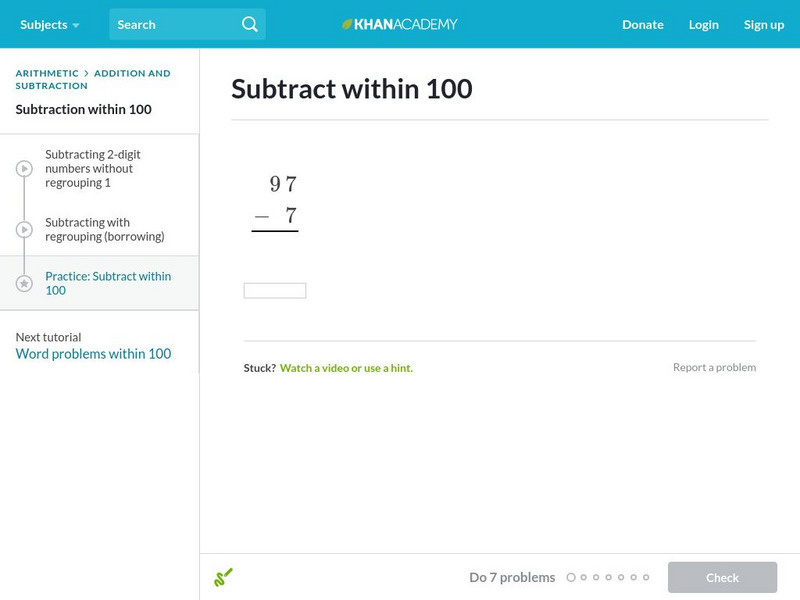 Khan Academy: Subtract Within 100 Unit Plan