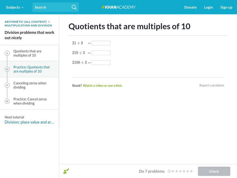 Khan Academy: Quotients That Are Multiples of 10 Unit Plan