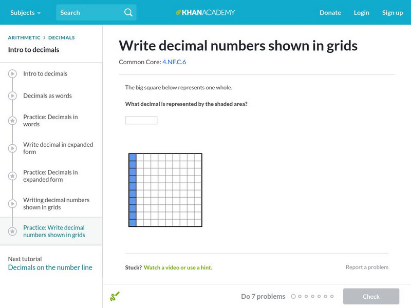 Khan Academy: Write Decimal Numbers Shown in Grids Unknown Type Khan Academy: Write Decimal Numbers Shown in Grids Unknown Type