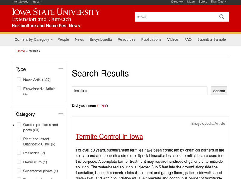 Iowa State University: Iowa Insect Information Notes Termites Handout