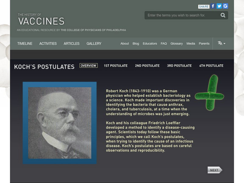 The History of Vaccines: Koch's Postulates PPT The History of Vaccines: Koch's Postulates PPT