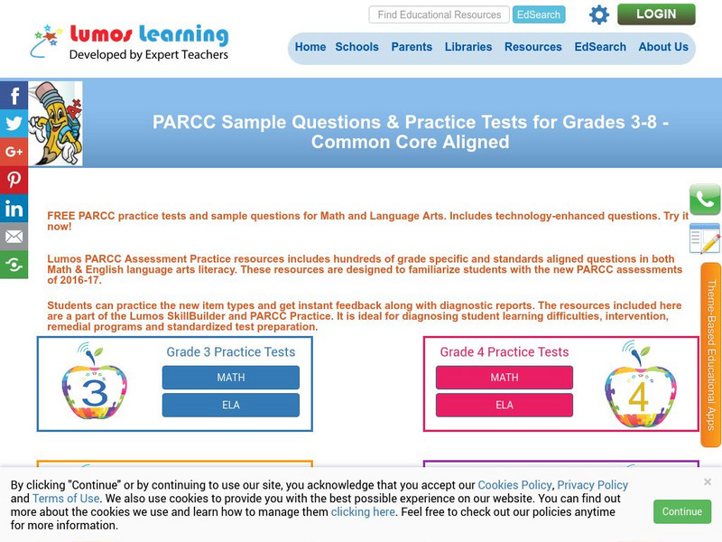 Lumos Learning: Parcc Sample Questions & Practice Tests for Grades 3 8 Unknown Type Lumos Learning: Parcc Sample Questions & Practice Tests for Grades 3 8 Unknown Type