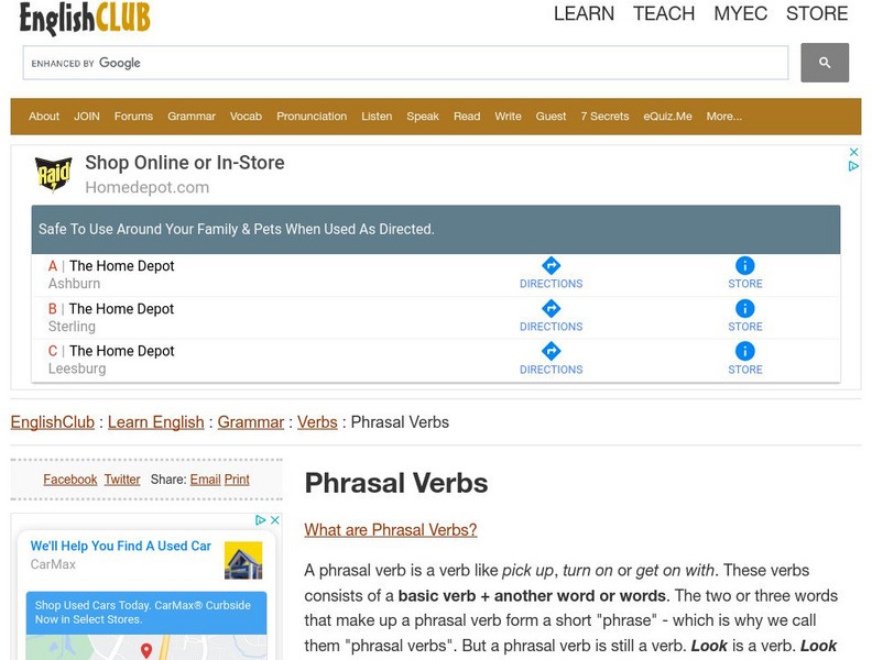 English Club: Learn English: Grammar: Verbs: Multiword Verbs Handout English Club: Learn English: Grammar: Verbs: Multiword Verbs Handout