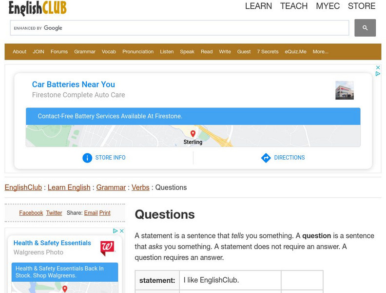 English Club: Learn English: Grammar: Verbs: Questions Handout English Club: Learn English: Grammar: Verbs: Questions Handout