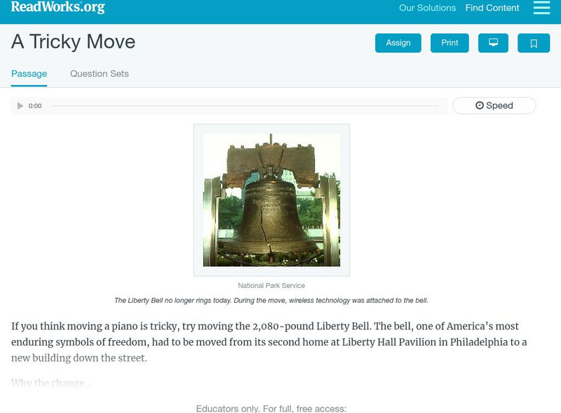 Read Works: A Tricky Move Activity Read Works: A Tricky Move Activity
