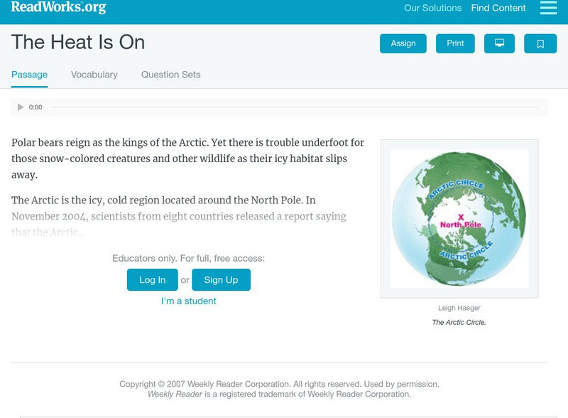 Read Works: The Heat Is On Activity Read Works: The Heat Is On Activity