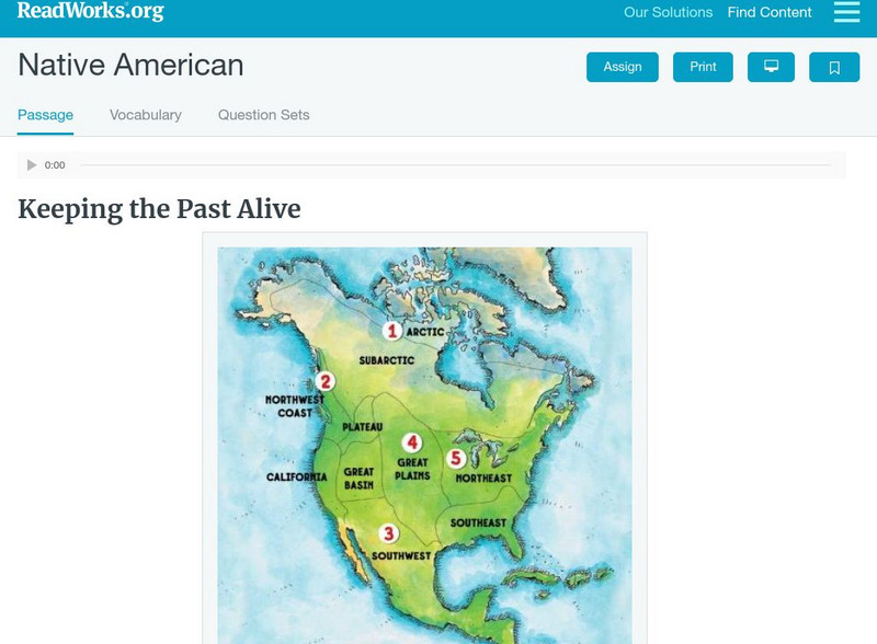 Read Works: Native American Activity Read Works: Native American Activity