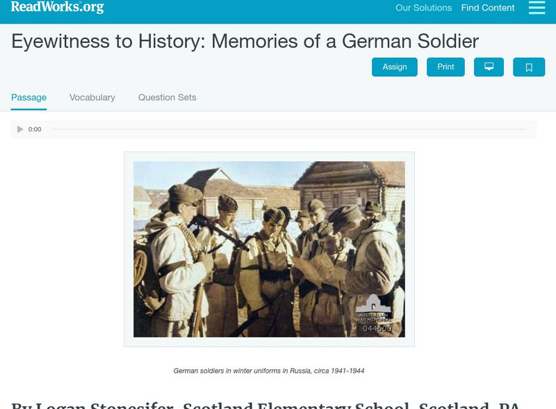 Read Works: Eyewitness to History Activity