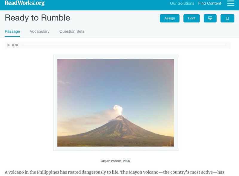 Read Works: Ready to Rumble Activity Read Works: Ready to Rumble Activity