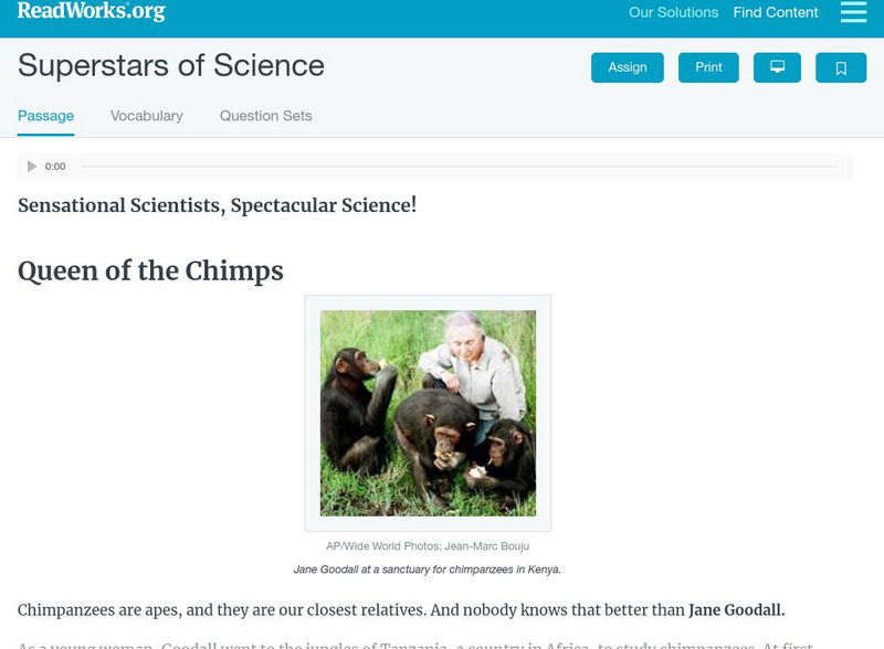 Read Works: Superstars of Science Activity Read Works: Superstars of Science Activity