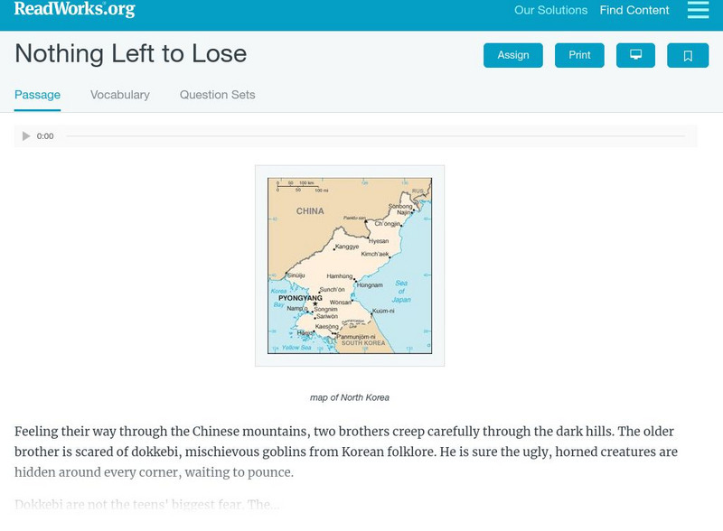 Read Works: Nothing Left to Lose Activity Read Works: Nothing Left to Lose Activity