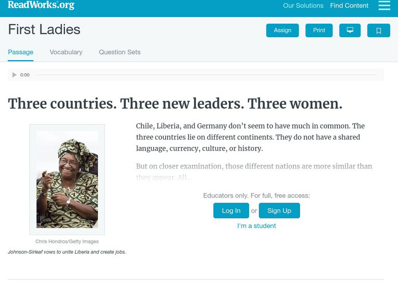 Read Works: First Ladies Activity