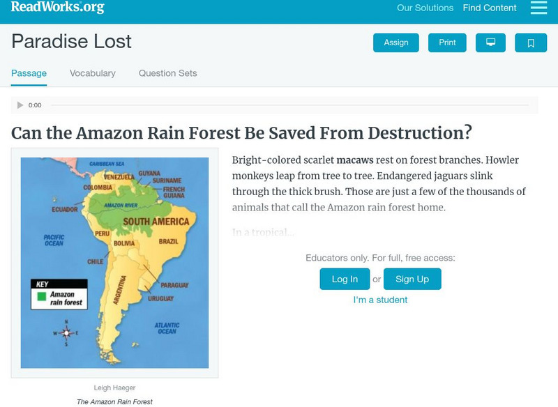 Read Works: Paradise Lost Activity Read Works: Paradise Lost Activity