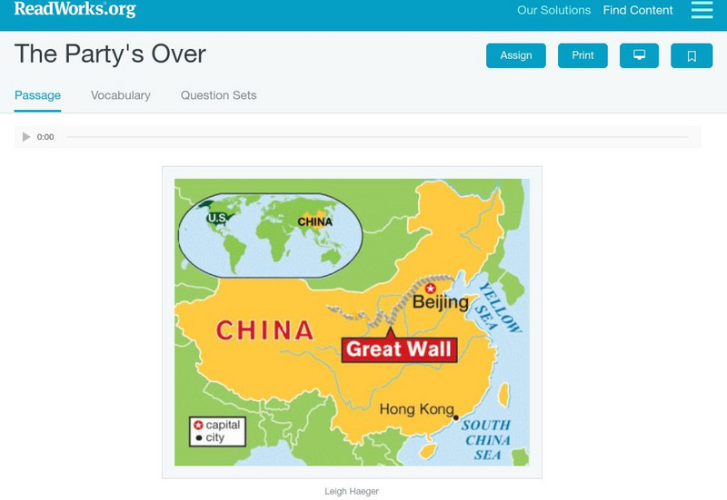Read Works: The Party's Over Activity