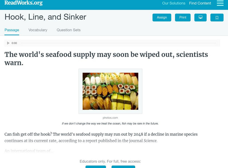 Read Works: Hook, Line, and Sinker Activity Read Works: Hook, Line, and Sinker Activity