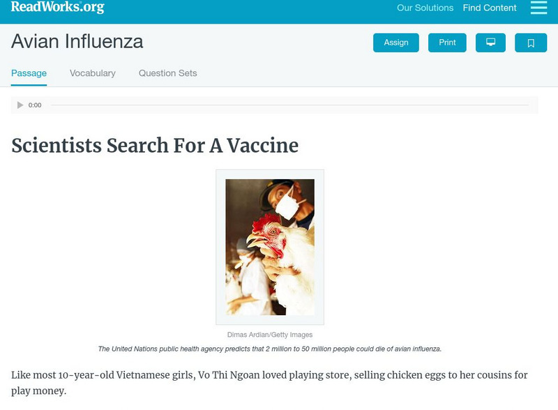Read Works: Avian Influenza Activity Read Works: Avian Influenza Activity