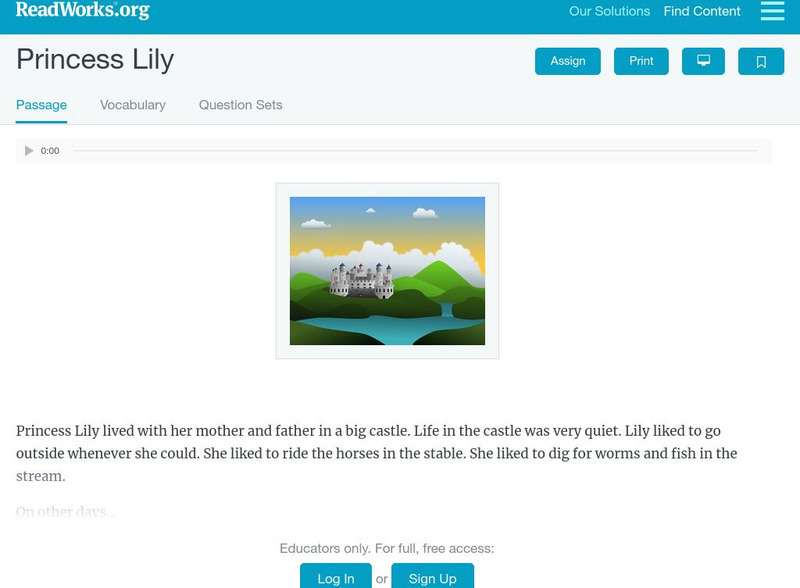 Read Works: Princess Lily Activity