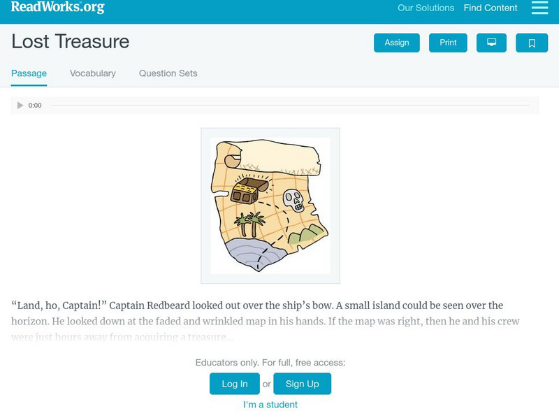 Read Works: Lost Treasure Activity Read Works: Lost Treasure Activity