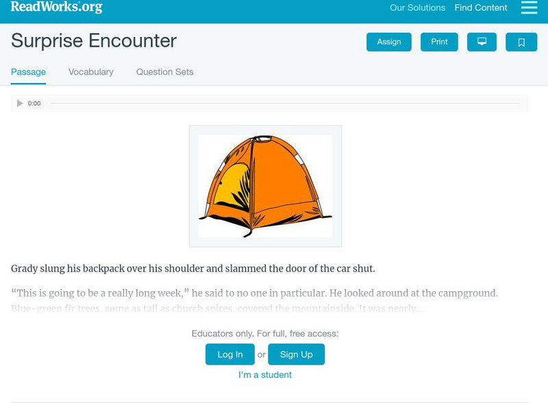 Read Works: Surprise Encounter Activity Read Works: Surprise Encounter Activity
