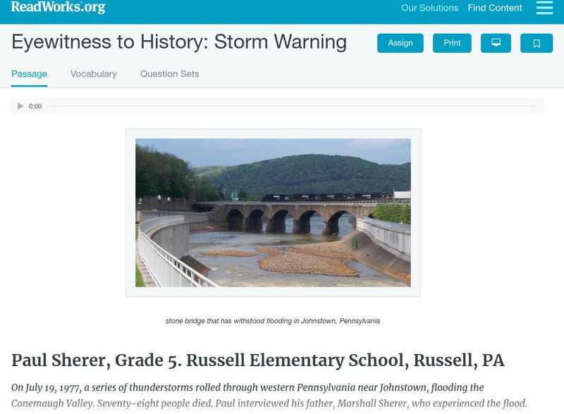 Read Works: Storm Warning Activity Read Works: Storm Warning Activity