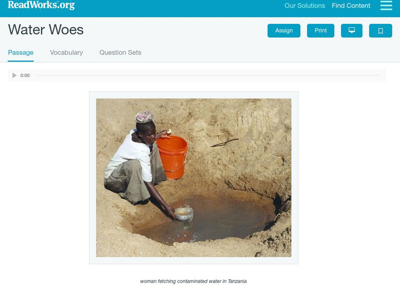 Read Works: Water Woes Activity Read Works: Water Woes Activity