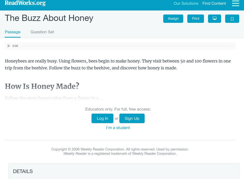 Read Works: The Buzz About Honey Activity Read Works: The Buzz About Honey Activity