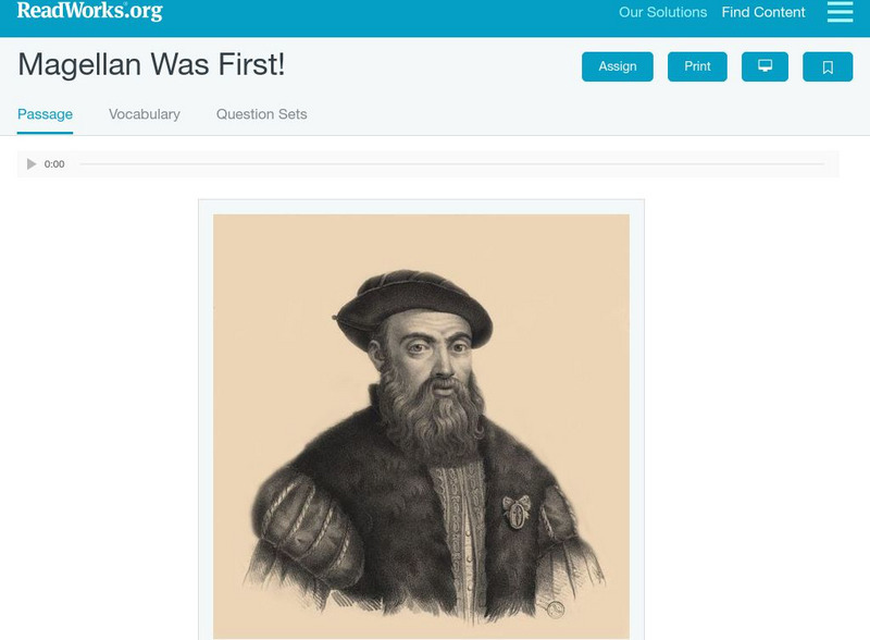 Read Works: Magellan Was First Activity Read Works: Magellan Was First Activity