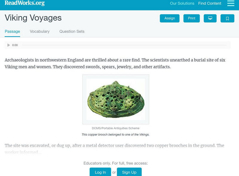 Read Works: Viking Voyages Activity Read Works: Viking Voyages Activity