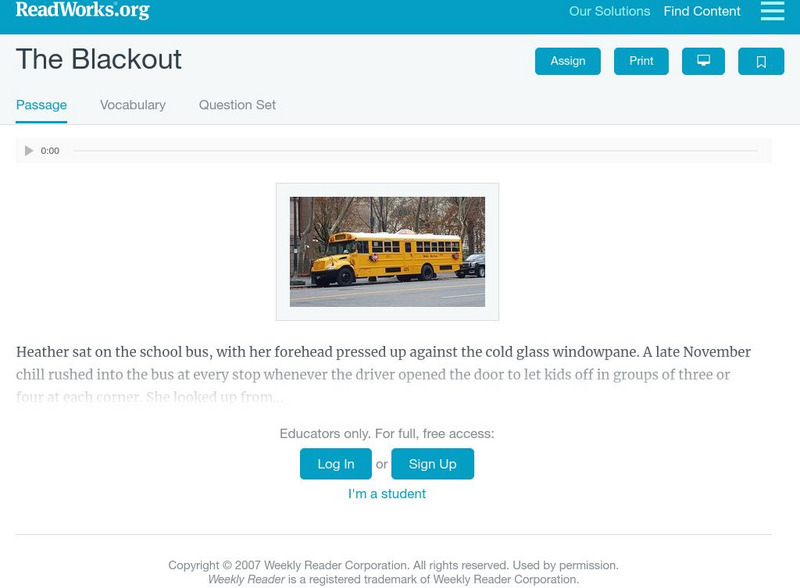 Read Works: The Blackout Activity