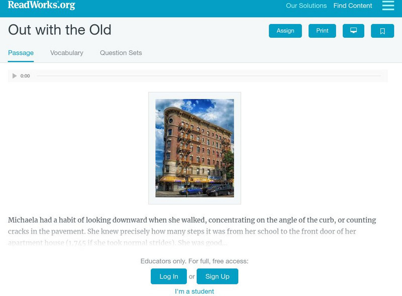 Read Works: Out With the Old Activity Read Works: Out With the Old Activity