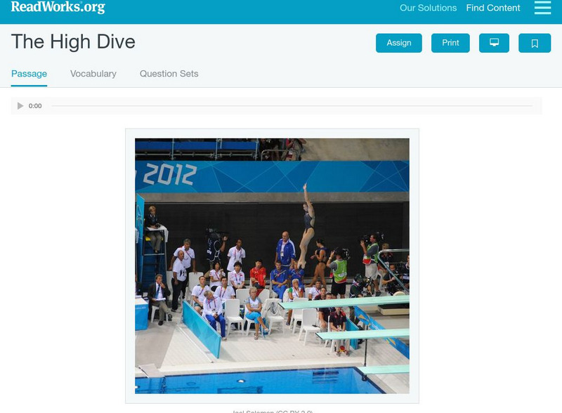 Read Works: The High Dive Activity Read Works: The High Dive Activity
