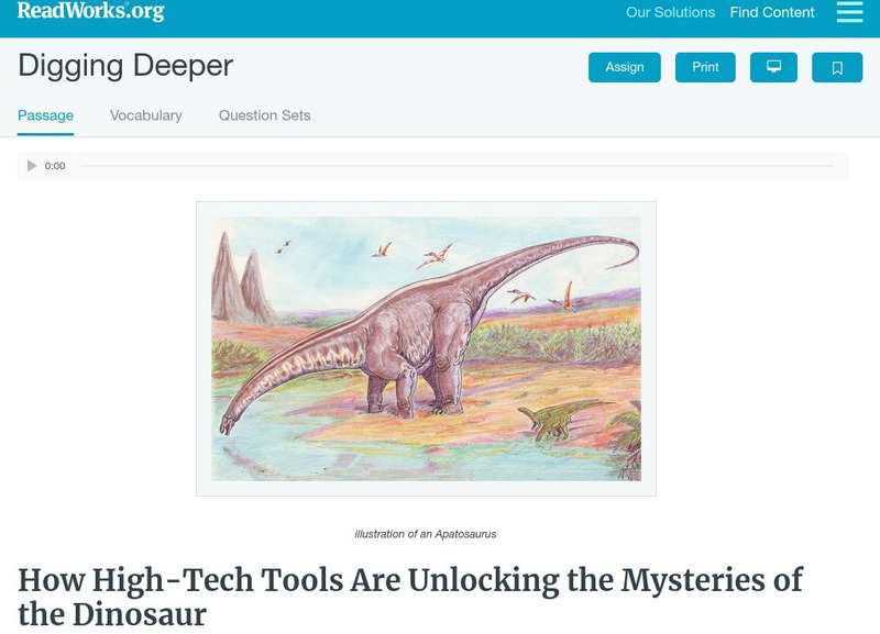 Read Works: Digging Deeper Activity Read Works: Digging Deeper Activity