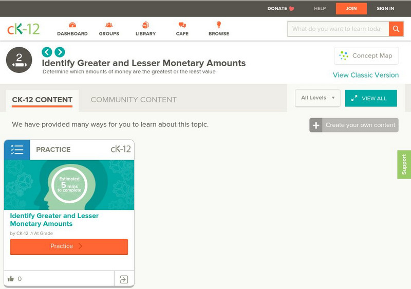 Ck 12: Elem Math: Identifying Greater and Lesser Amounts Unit Plan