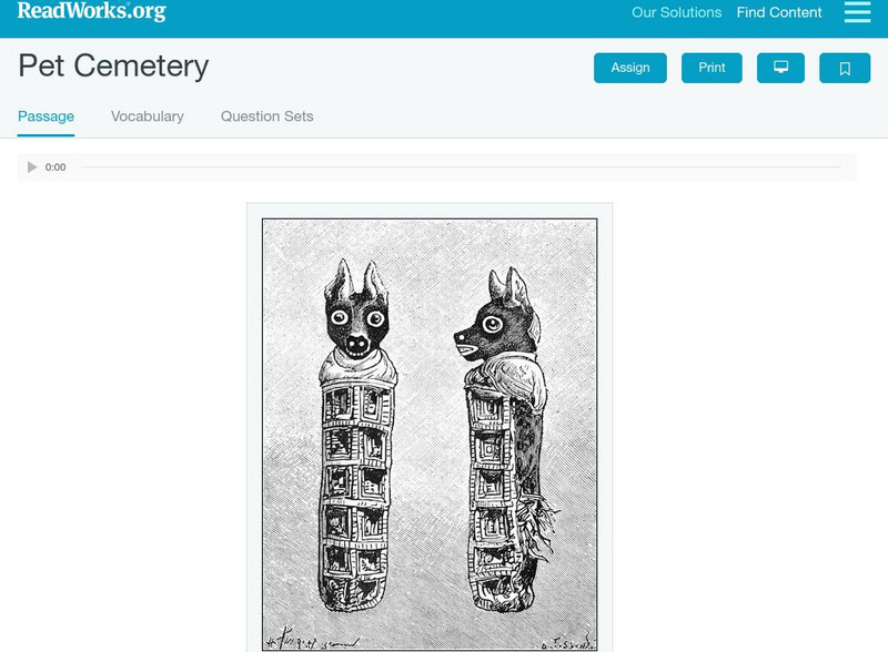Read Works: Pet Cemetery Activity Read Works: Pet Cemetery Activity