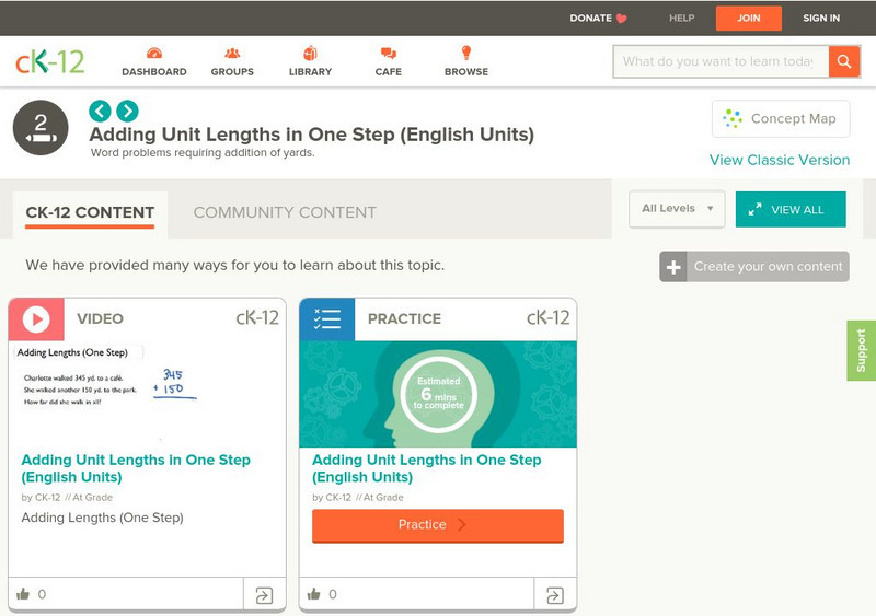 Ck 12: Elem Math: Adding Unit Lengths in One Step English Units Unit Plan