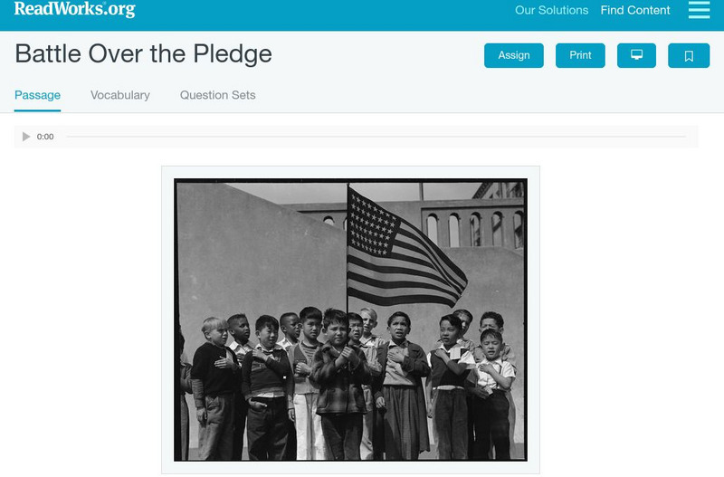 Read Works: Battle Over the Pledge Activity Read Works: Battle Over the Pledge Activity