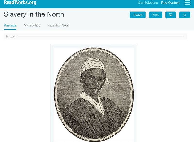 Read Works: Slavery in the North Activity Read Works: Slavery in the North Activity